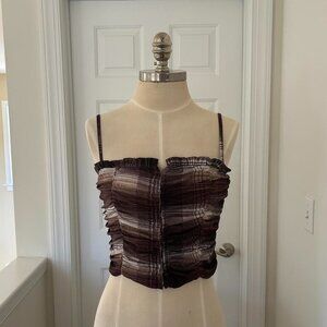 LIBERTY LOVE BROWN PLAID CORSET TOP